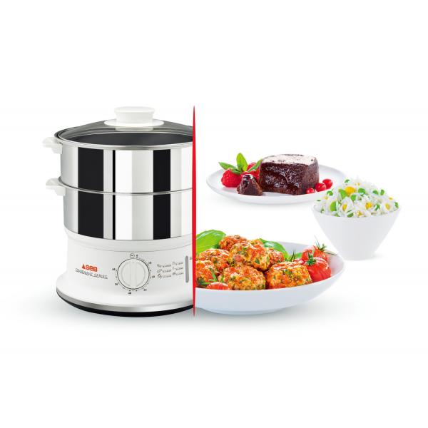Tefal VC1451 pentola a vapore 2 cestello/i Superficie piana Acciaio inox, Bianco (Tefal Convenient Series VC1451,? steam)