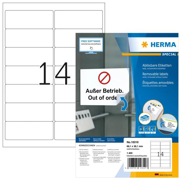 HERMA 10310 etichetta per corrispondenza Bianco (HERMA Special - adresseetiketter - mat)