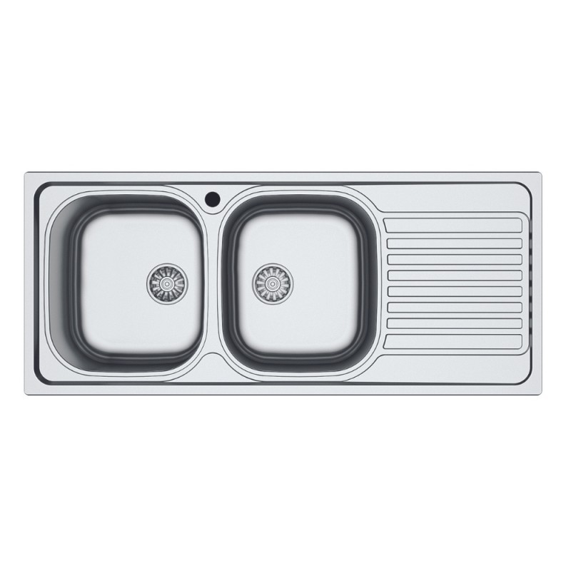 Lavello 116x50 SA138 2 vasche e gocciolatoio destro