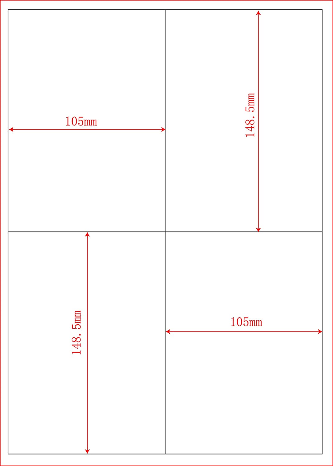 (Compatibile)Etichette adesivo formato A4 165g 105*148mm n.4 etichette/foglio (conf.100foglio)