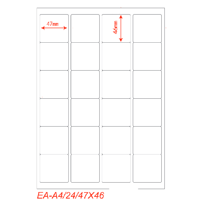 (Compatibile)Etichette adesivo formato A4 165g 47,5*46,5mm n.24 etichette/foglio (conf.100foglio)