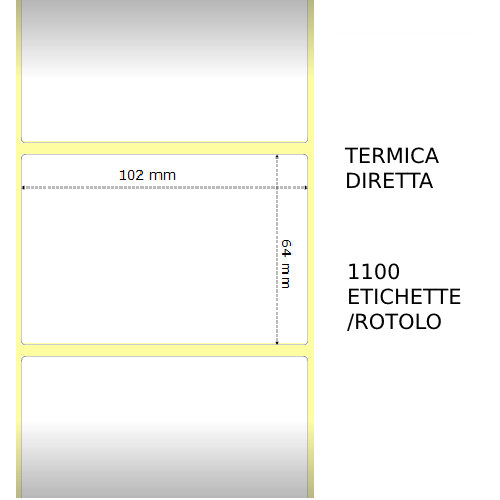 (Compatibile)Termica diretta Etichette permanente per ZEBRA 102mm*64mm 1100pz