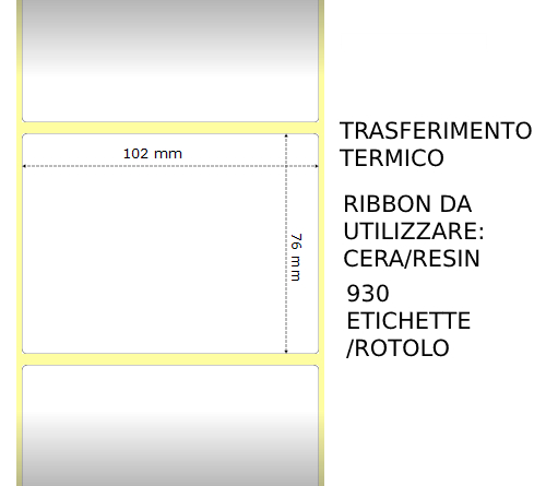 (Compatibile)Trasferimento termico Etichette permanente per ZEBRA 102mm*76mm 930pz utilizzo con Ribbon