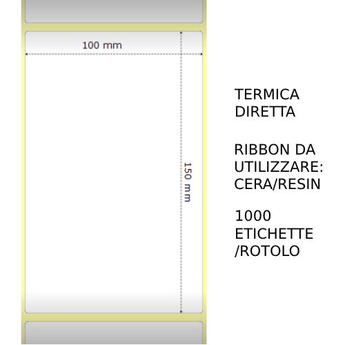 (Compatibile)Trasferimento termico Etichette permanente per ZEBRA 100mm*150mm 1000pz utilizzo con Ribbon