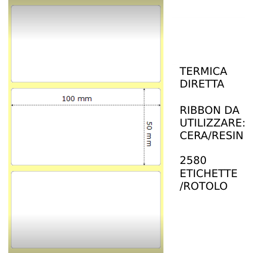 (Compatibile)Trasferimento termico Etichette permanente per ZEBRA 100mm*50mm 2580pz utilizzo con Ribbon