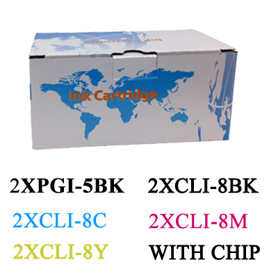 (Compatibile)Kit 10 Cartucce per Canon 2XPGI-5BK 2XCLI-8BK 2XCLI-8C 2XCLI-8M 2XCLI-8Y