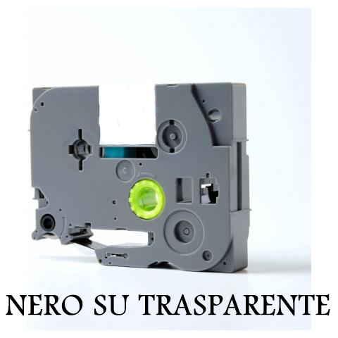 (Compatibile)12mmX8m Nastro laminato compatibile per Brother TZe-131 nero su trasparente
