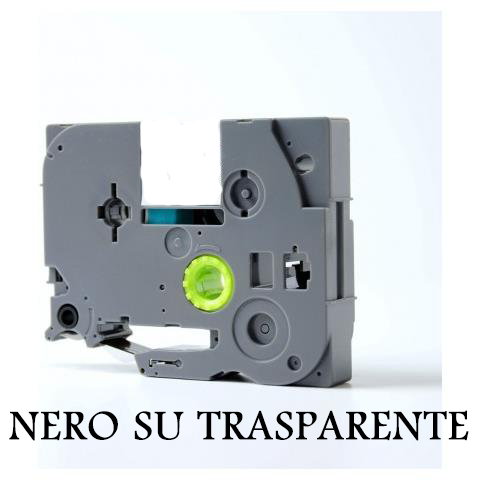(Compatibile)6mmX8m Nastro laminato compatibile per Brother TZe-111 nero su trasparente