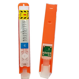 (Compatibile)Cartuccia ricaricabili per Canon CLI-571 ciano con chip autoreset