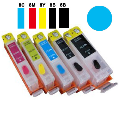 (Compatibile)Cartuccia ricaricabile vuota per Canon CLI-8 ciano con chip autoreset