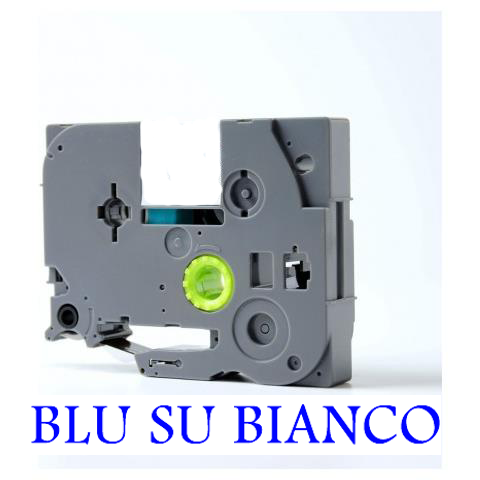(Compatibile)12mmX8m Nastro laminato compatibile per Brother TZe-535 bianco su blu