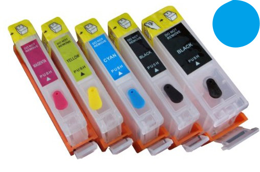 (Compatibile)Cartuccia ricaricabile vuota per .Canon CLI-521 ciano con chip autoreset