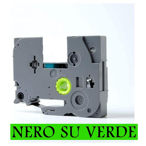 (Compatibile)9mmX8m Nastro laminato compatibile per Brother TZe-721 nero su verde