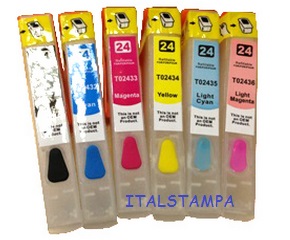 (Compatibile)Cartuccia ricaricabile vuota per Epson T2433 magenta con chip autoreset