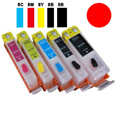(Compatibile)Cartuccia ricaricabile vuota per Canon CLI-8 magenta con chip autoreset