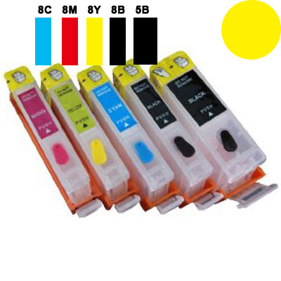 (Compatibile)Cartuccia ricaricabile vuota per Canon CLI-8 giallo con chip autoreset