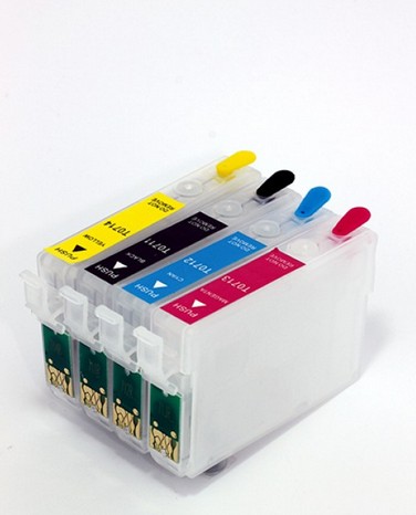 (Compatibile)Cartuccia ricaricabile vuota per Epson T0711 nero con chip autoreset