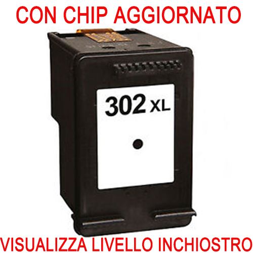 (Compatibile)F6U68AE Cartuccia rigenerata per HP 302XL nero visualizza livello inchiostro con CHIP AGGIORNATO