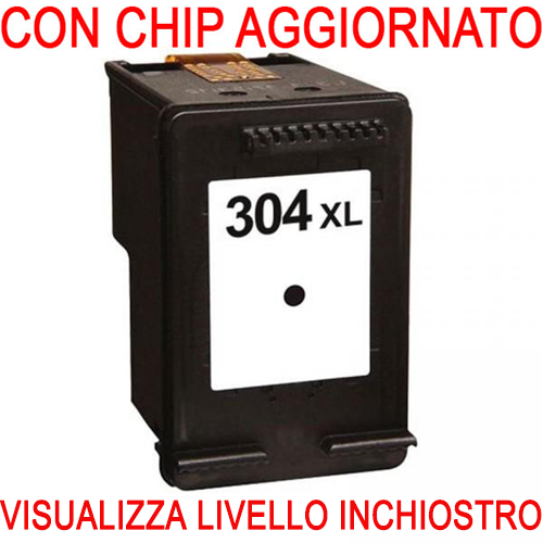 (Compatibile)CHIP AGGIORNATO N9K08AE Cartuccia rigenerata per HP 304XL nero alta capacita'