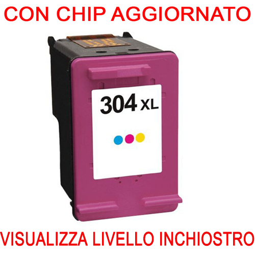 (Compatibile)CHIP AGGIORNATO N9K07AE Cartuccia rigenerata per HP 304XL colore alta capacita'