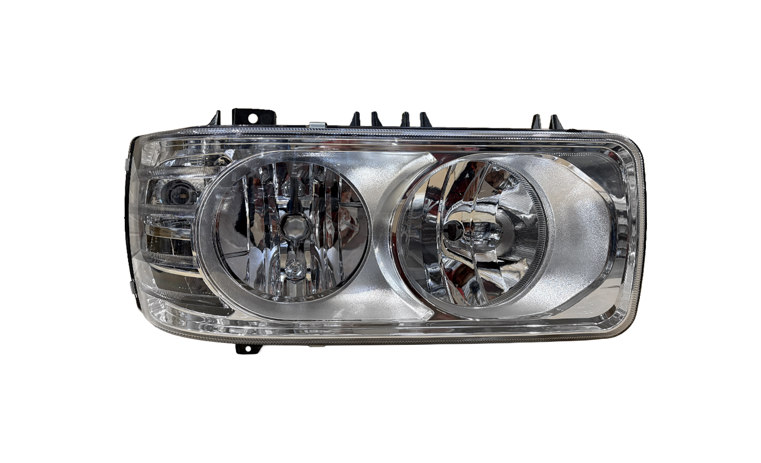 PROIETTORE DESTRO MANUALE ALOGENO-LED 24 V CON PORTALAMPADA SENZA LAMPADINA (H7 - H1 - PY21W) CON LUCI DIURNE LED - CONNETTORE RETTANGOLARE POSTERIORE CENTRALE 8 PIN CON CENTRALINA - DAF - LF Euro 6