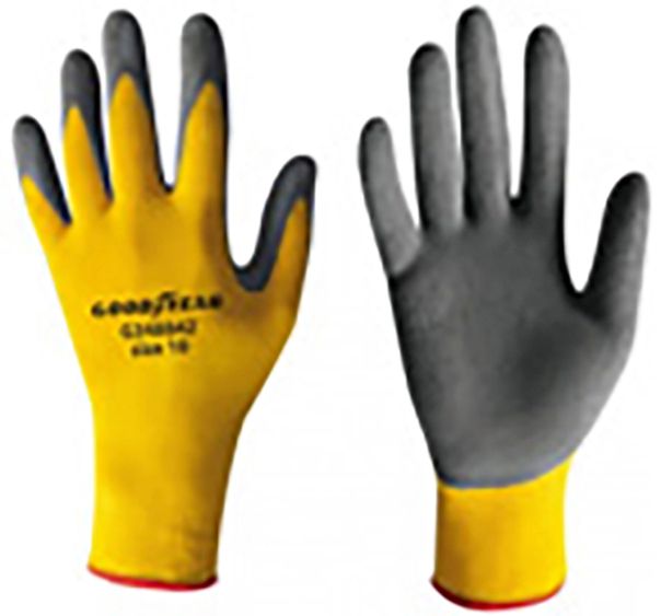 Goodyear – Guanti GY in nylon e schiuma di lattice taglia 10 senape/nero, comfort e resistenza ideali per lavori manuali e industriali