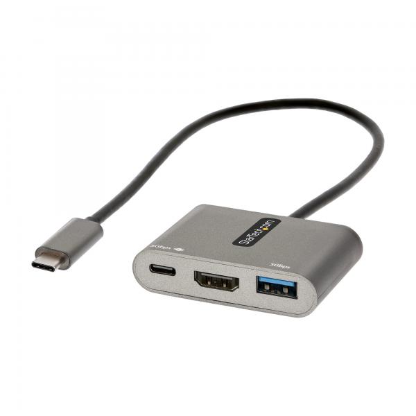 StarTech.com Adattatore multiporta USB C - USB-C a HDMI 4K - 100W PD Pass-Through - Hub USB 3.0 5Gbps [1xType-C/1xA] - Mini Dock USB-C - Dock USB-C da Viaggio - Docking Station Portatile per Laptop (