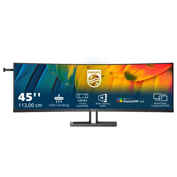 Philips Serie 6000 45B1U6900C/00 Monitor PC 113 cm [44.5] 5120 x 1440 Pixel UltraWide Dual Quad HD LED Nero (Philips 45B1U6900C - LED monitor - curved - 45 [44.5 viewable] - 5120 x 1440 Dual Quad HD