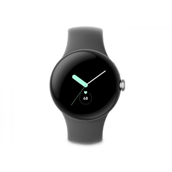 Google Pixel Watch AMOLED 41 mm Digitale Argento Wi-Fi GPS [satellitare] (Google Pixel Watch polished silver stainless steel 41mm charcoal active band)