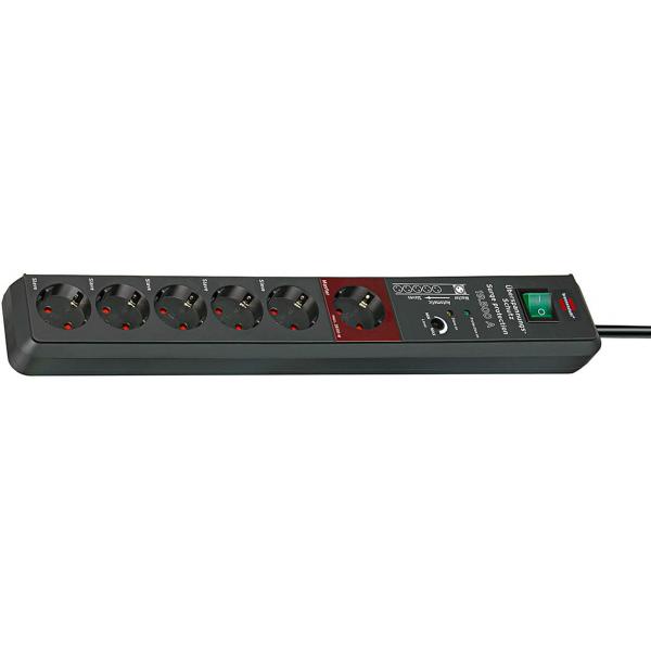Secure-Tec 19.500A 6 AC - outlet[s] Anthracite 3 m - 6-way, 3500W, 3m, Anthracite - Warranty: 12M