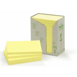 3M 7100172248 pouch autoadesiva Rettangolo Giallo 100 fogli Autoadesivo (Post-it Pack of 16 Recycled Notes 76x127 mm Canary Yellow)