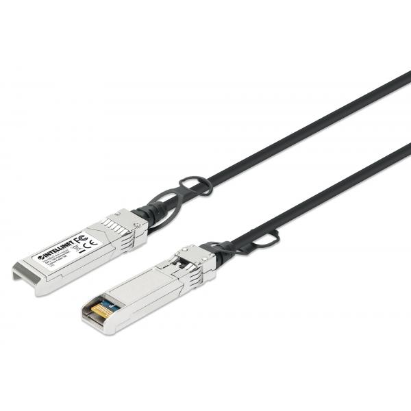 Intellinet 508391 cavo InfiniBand e in fibra ottica 1 m SFP+ Nero, Argento (1m 10G SFP+ Passive Direct - Attach Copper Twinax Cable - 30AWG MSA SFP-H10GB-CU1M compatible - Warranty: 12M)