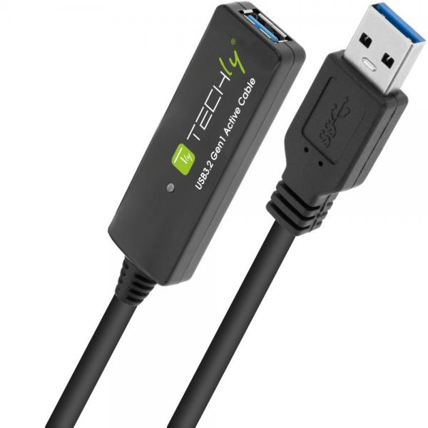 Techly ICUR30100G cavo USB USB 3.2 Gen 1 [3.1 Gen 1] 10 m USB A Nero (Usb Cable 10 M Usb 3.2 Gen 1 - [3.1 Gen 1] Usb A Black - Warranty: 12M)