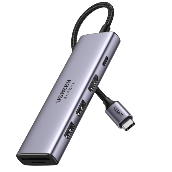 Ugreen 6-in-1 USB-C Hub USB tipo-C Argento (HUB USB Ugreen Ugreen adapter HUB 6w1)