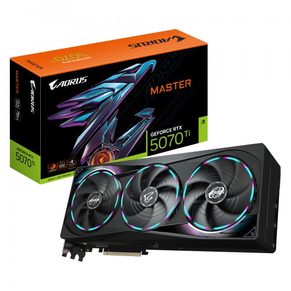 GIGABYTE AORUS GeForce RTX 5070 Ti MASTER 16G Scheda Grafica - 16GB GDDR7, 256 bit, PCI-E 5.0, 2670 MHz Core Clock, 3 x DP 2.1a, 1 x HDMI 2.1b, NVIDIA DLSS 4, GV-N507TAORUS M-16GD (Gigabyte NVIDIA Ge