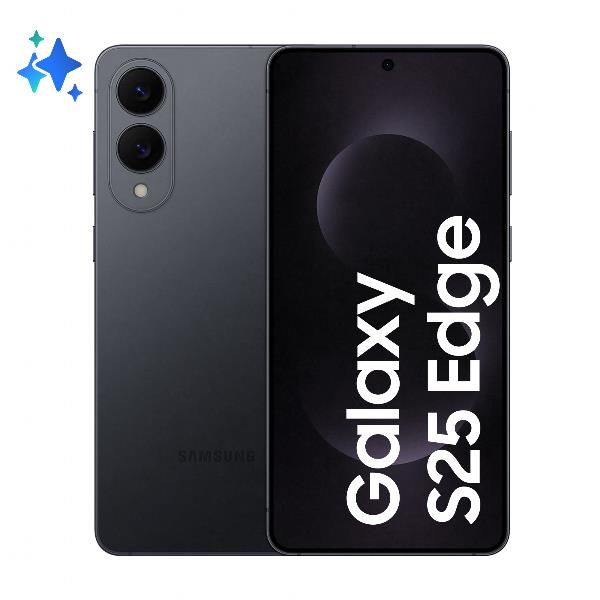 Samsung Galaxy S25 Edge, Smartphone AI, Display 6.7'' QHD+ Dynamic AMOLED 2X, Fotocamera 200MP, RAM 12GB, 256GB, 3.900 mAh, Titanium Jetblack (Samsung Galaxy S25 Edge 5G 12/256GB Du)