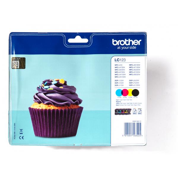 Brother LC123VALBPDR cartuccia d'inchiostro 1 pz Originale Nero, Ciano, Magenta, Giallo (Brother LC123 Value Pack - Printerpatr)