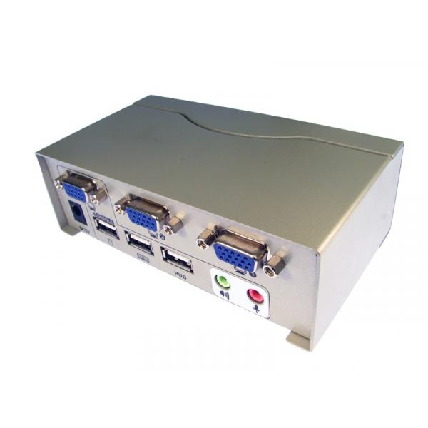 Cables Direct NLKVM-100-2 switch per keyboard-video-mouse [kvm] Argento (2 Port KVM Switch with Audio - SVGA & USB)