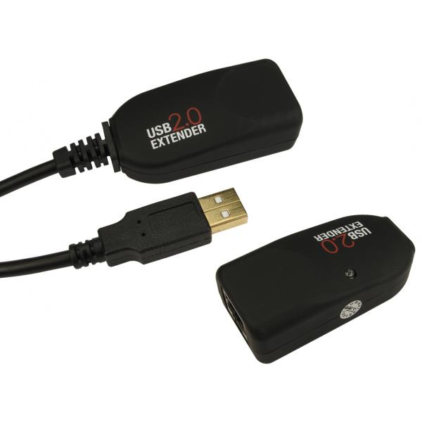 Cables Direct USB2-BOOST moltiplicatore di rete Nero (50m USB 2.0 Over Cat5e Extender)