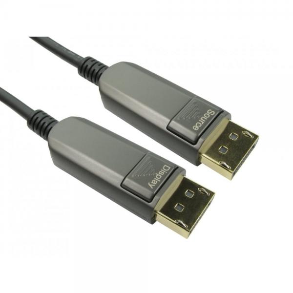 Cables Direct AOCDP-010 cavo DisplayPort 10 m Nero, Grigio (10m DisplayPort 1.4 Active Optical Cable)