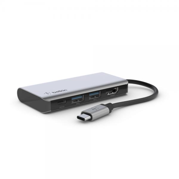 Belkin Adattatore Multiporta 4 In 1 USB-C (Usb 3.2 Gen 1 [3.1 Gen 1] - Type-C 5000 Mbit/S Silver - Warranty: 12M)
