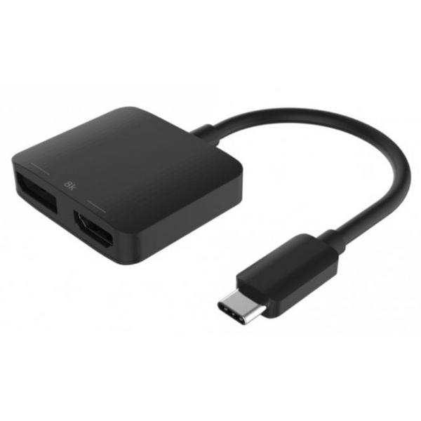 Cables Direct USB3C-HDMIDP01A replicatore di porte e docking station per laptop Nero (Type-C to 8K HDMI/DisplayPort with DP1.4 Alt mode)