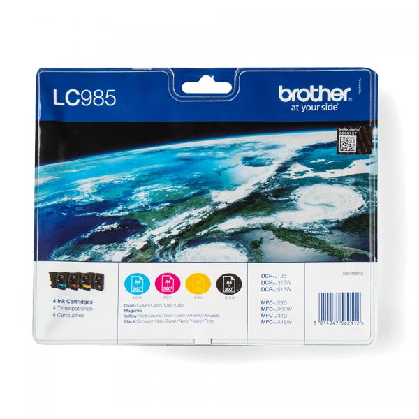 Brother LC985VALBP cartuccia d'inchiostro 4 pz Originale Nero, Ciano, Magenta, Giallo (BROTHER VAL PK BK C M Y)