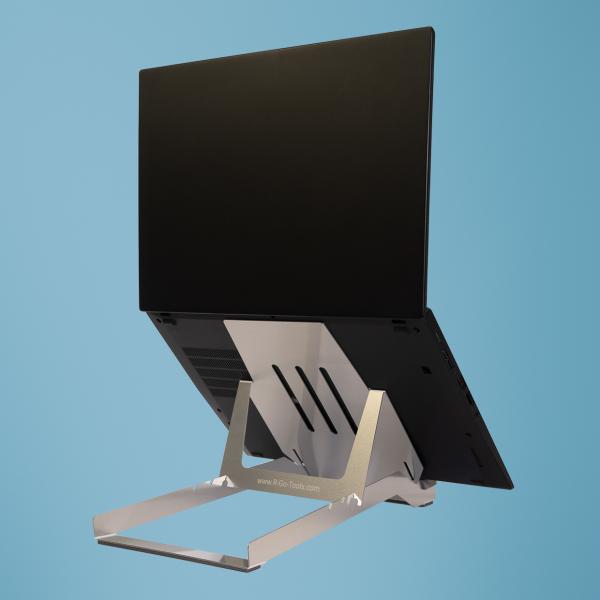 R-Go Tools Supporto per laptop R-Go Riser Basic, supporto per laptop pieghevole e regolabile, alluminio, argento (R-GO RISER BASIC LAPTOP STAND - SILVER)