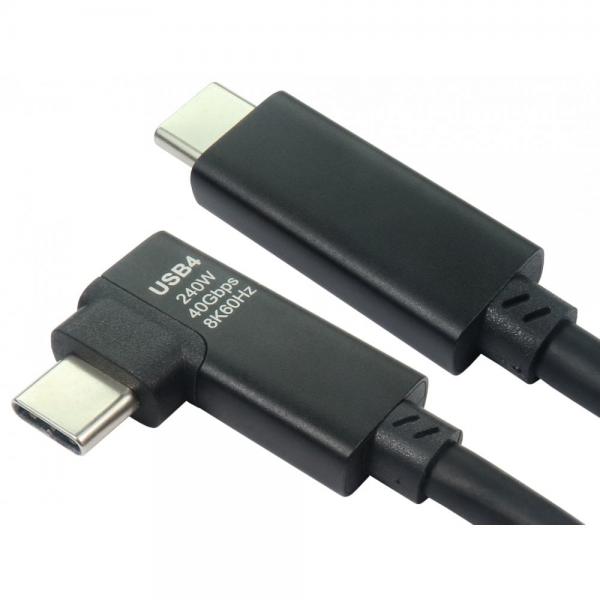 Cables Direct USB4-5200E-ACTRA cavo USB USB4 Gen 2x2 2 m USB C Nero (2m USB4 40Gbps EPR Active Cable - Right Angled Connector)