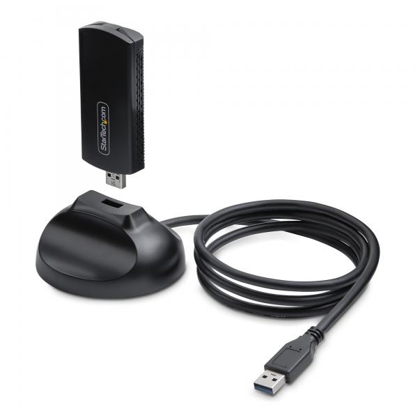 StarTech.com Chiavetta Wi-Fi 6E USB/Dongle per PC Desktop/Laptop, NIC wireless con antenna pieghevole, adattatore WiFi con supporto 802.11 b/g/n/ac/ax, compatibile con reti a 2,4/5/6 GHz (WI-FI 6E US