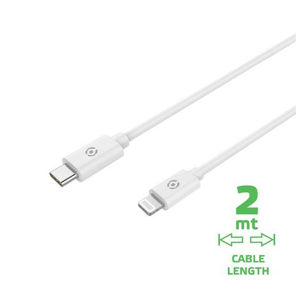 Celly USBLIGHTC2MWH cavo Lightning 2 m Bianco (Celly Lightning-kabel - 2 m)