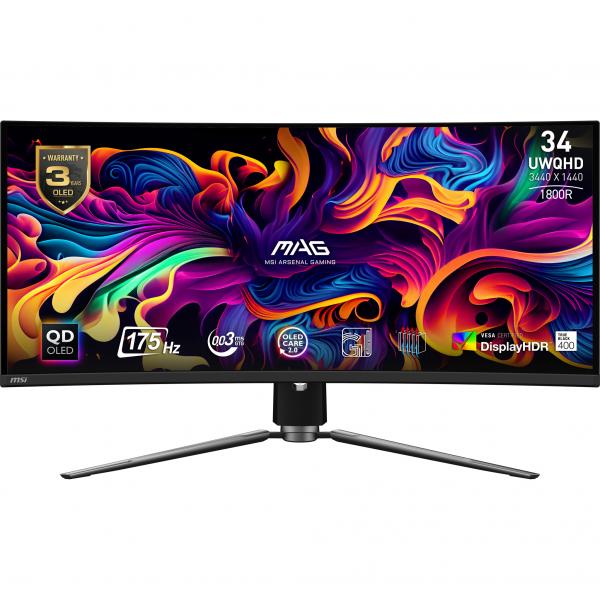 MSI MAG 341CQP QD-OLED Monitor PC 86,4 cm [34] 3440 x 1440 Pixel UltraWide Quad HD Nero (MSI)