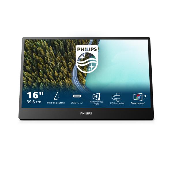 Philips Serie 3000 16B1P3302D/00 Monitor PC 39,6 cm [15.6] 1920 x 1080 Pixel Full HD LED Nero (Philips 16B1P3302D - 3000 Series - monitor a LED - 16 [15.6 visualizzabile] - portatile - 1920 x 1080 Fu
