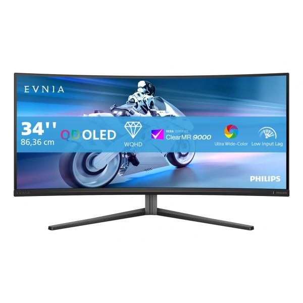 Philips Evnia 6000 34M2C6500/00 Monitor PC 86,4 cm [34] 3440 x 1440 Pixel Wide Quad HD QD-OLED Grigio (Philips Evnia 6000 34M2C6500 - OLED monitor - gaming - curved - 34 - 3440 x 1440 WQHD @ 175 Hz -